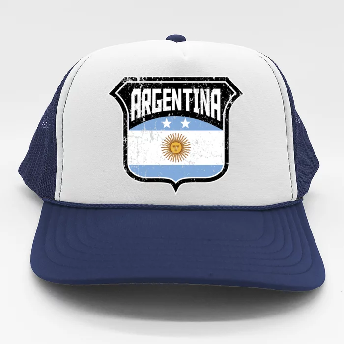 Argentina Soccer Vintage Country Flag Crest Shield Meaningful Gift Trucker Hat