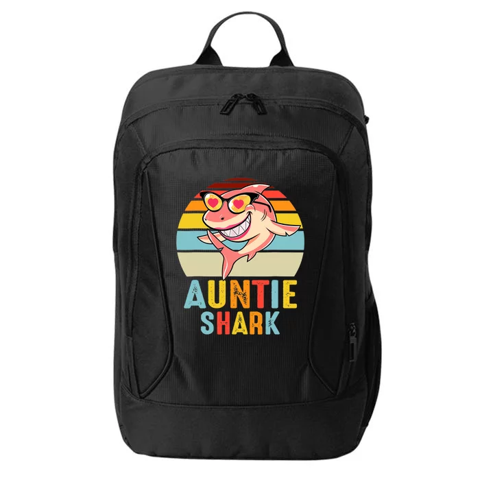 Auntie Shark Vintage Retro Pajamas Shark Lover Father's Day City Backpack