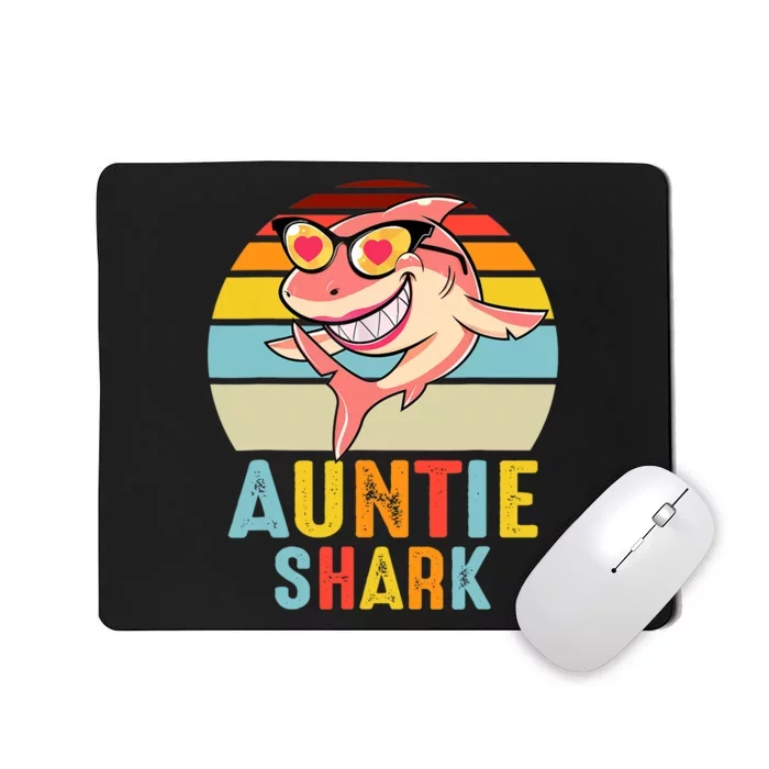 Auntie Shark Vintage Retro Pajamas Shark Lover Father's Day Mousepad