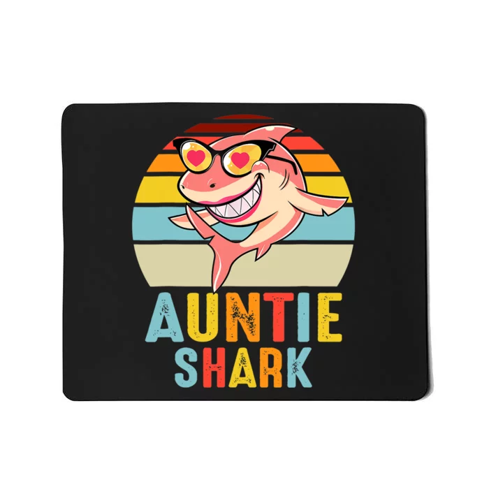 Auntie Shark Vintage Retro Pajamas Shark Lover Father's Day Mousepad