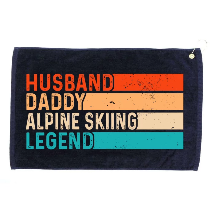 Alpine Skiing Vintage Husband Daddy Legend Retro Dad Cool Gift Grommeted Golf Towel