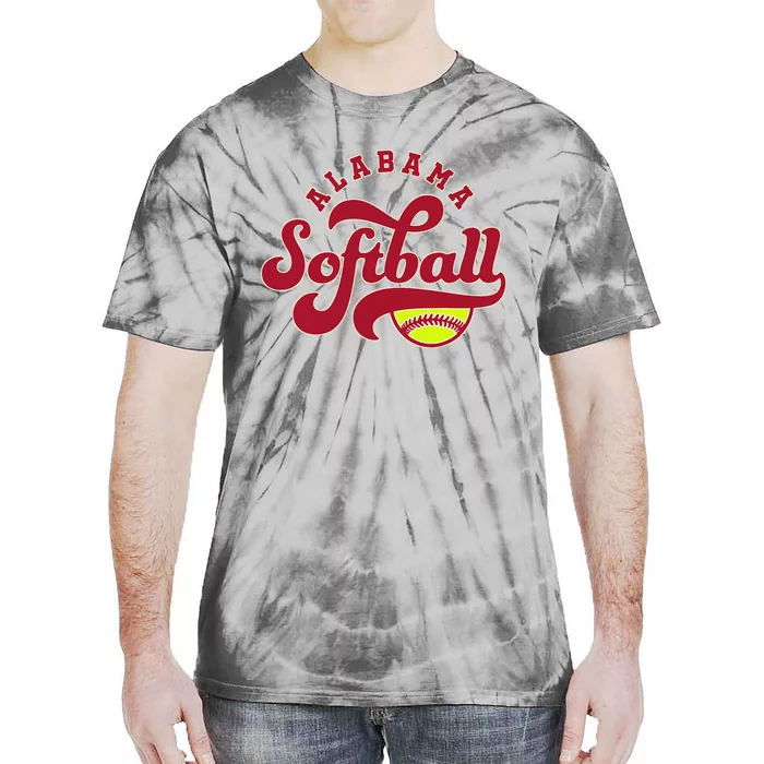 Alabama Softball Vintage Team Retro Softball Fan Tie-Dye T-Shirt