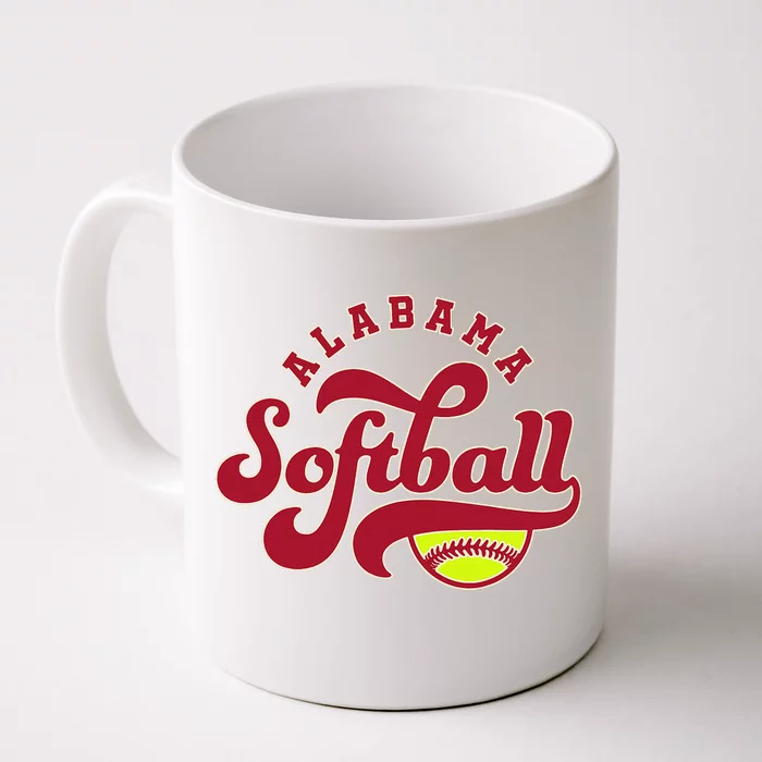 Alabama Softball Vintage Team Retro Softball Fan Front & Back Coffee Mug