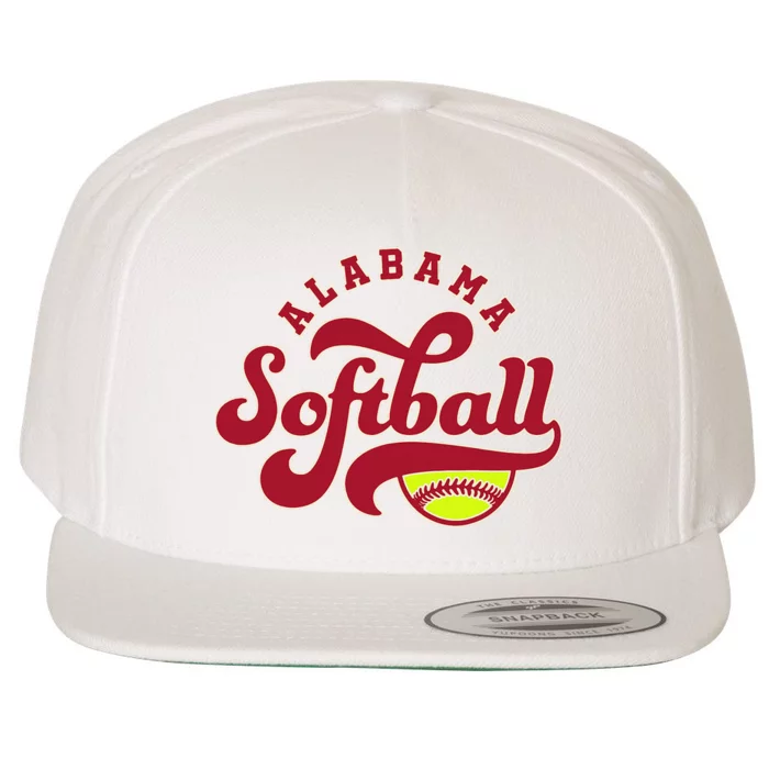 Alabama Softball Vintage Team Retro Softball Fan Wool Snapback Cap