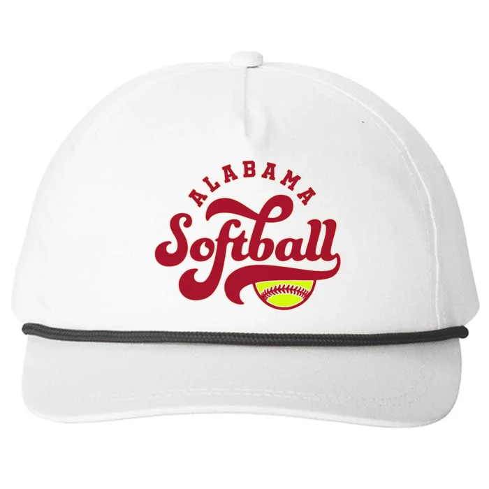 Alabama Softball Vintage Team Retro Softball Fan Snapback Five-Panel Rope Hat