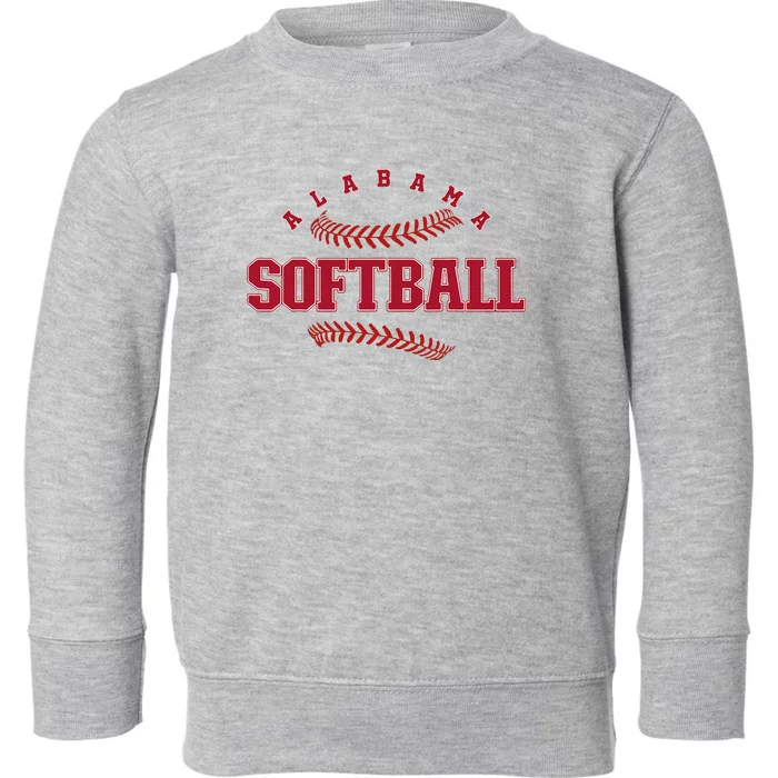 Alabama Softball Vintage Team Retro Softball Fan Toddler Sweatshirt