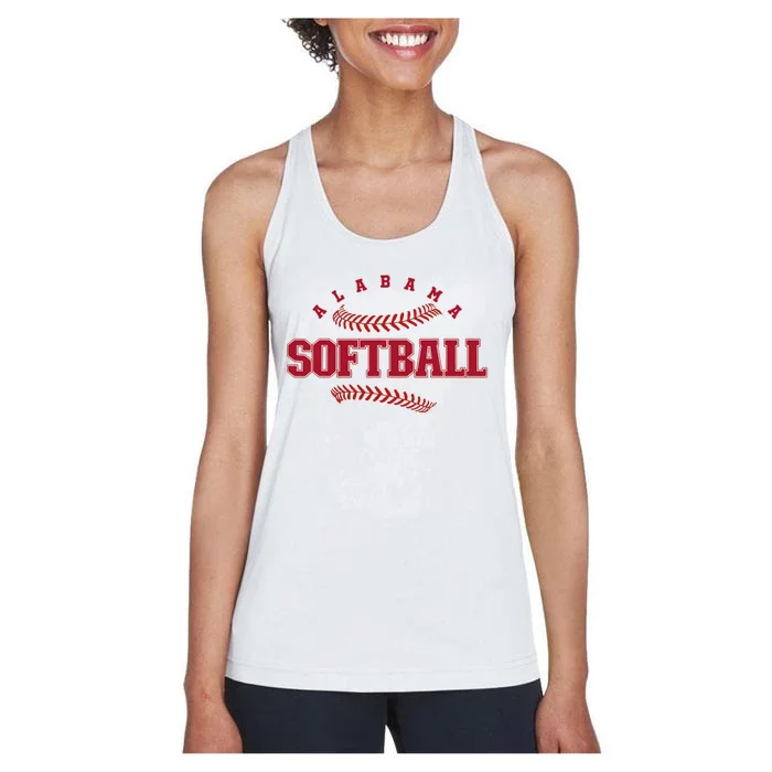 Alabama Softball Vintage Team Retro Softball Fan Women's Racerback Tank