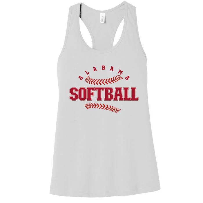 Alabama Softball Vintage Team Retro Softball Fan Women's Racerback Tank