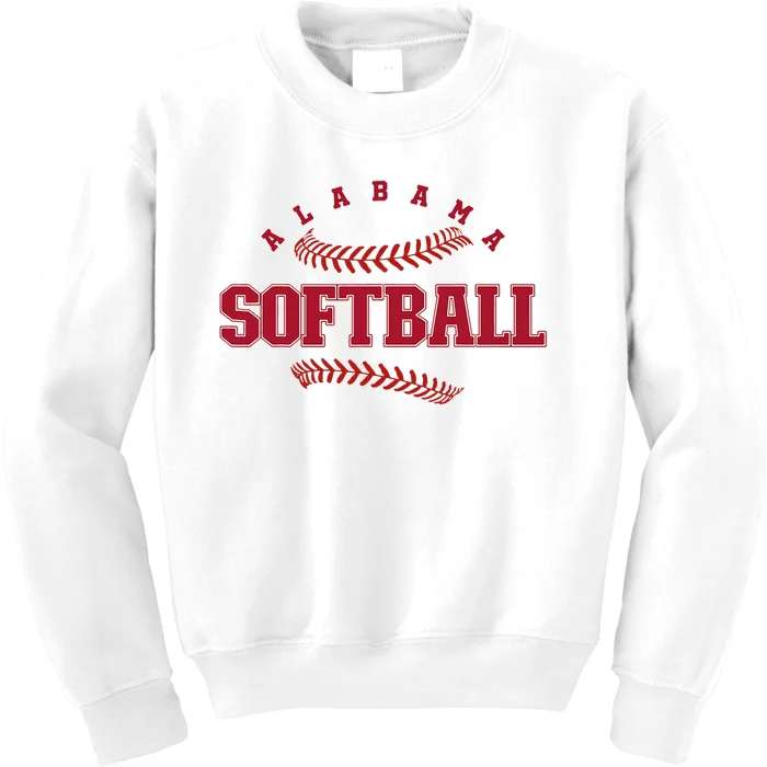 Alabama Softball Vintage Team Retro Softball Fan Kids Sweatshirt