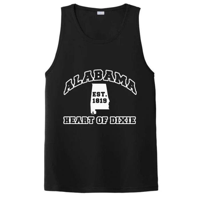 Alabama Souvenir Vacation Heart Of Dixie Est. 1819 Adults Performance Tank