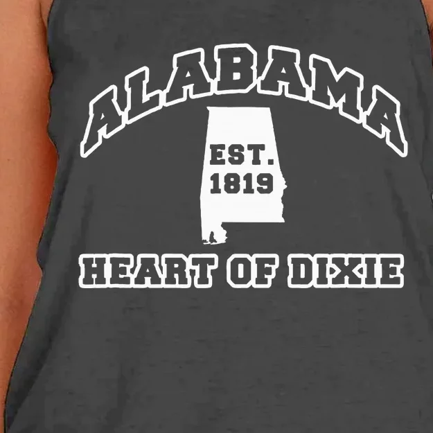 Alabama Souvenir Vacation Heart Of Dixie Est. 1819 Adults Women's Knotted Racerback Tank