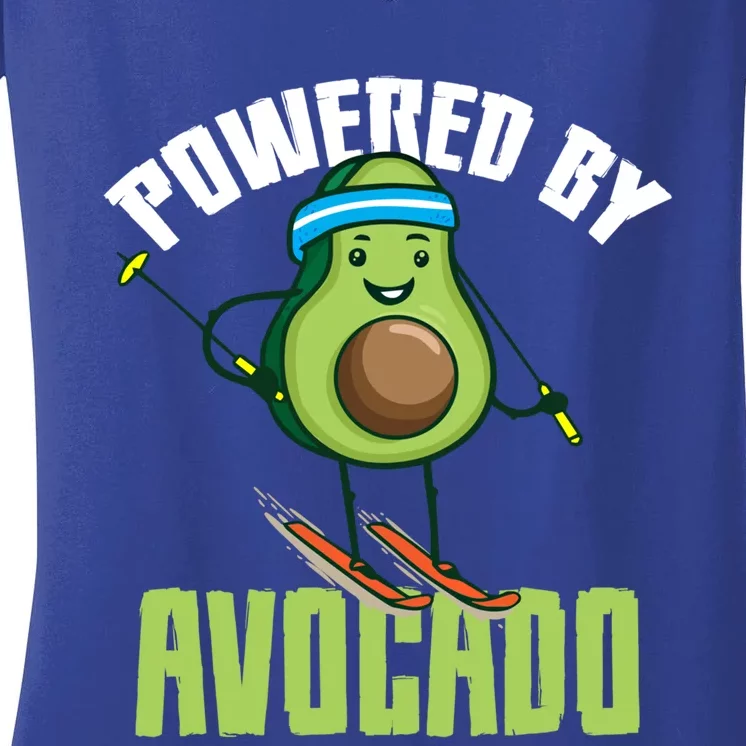 Avocado Skier Vegan Skiing Funny Gift Women's V-Neck T-Shirt