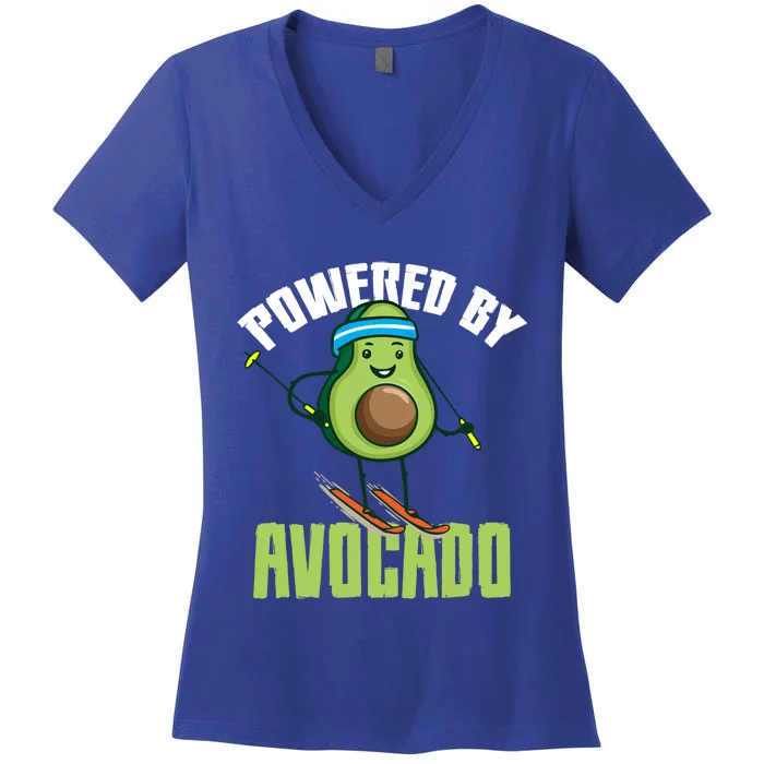 Avocado Skier Vegan Skiing Funny Gift Women's V-Neck T-Shirt