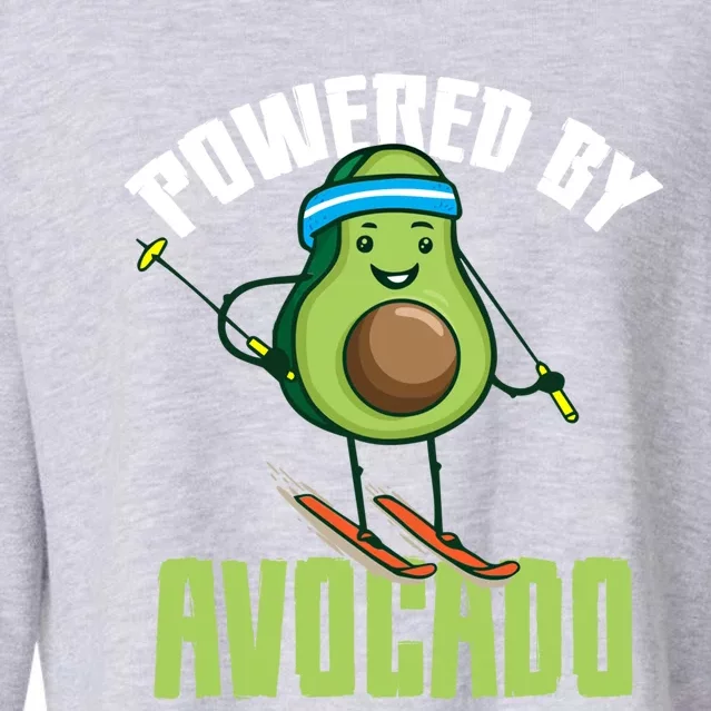 Avocado Skier Vegan Skiing Funny Gift Cropped Pullover Crew