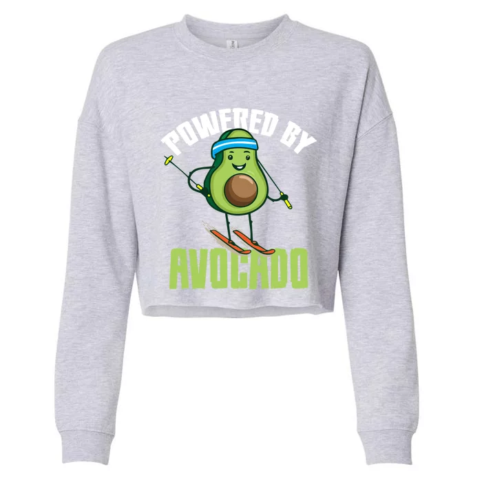 Avocado Skier Vegan Skiing Funny Gift Cropped Pullover Crew