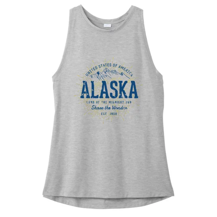 Alaska State Vintage Retro Alaska Ladies Tri-Blend Wicking Tank