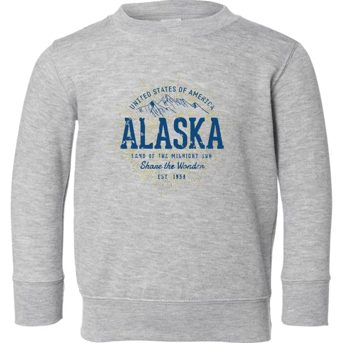 Alaska State Vintage Retro Alaska Toddler Sweatshirt