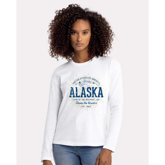 Alaska State Vintage Retro Alaska Womens Cotton Relaxed Long Sleeve T-Shirt