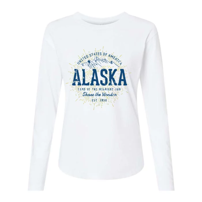 Alaska State Vintage Retro Alaska Womens Cotton Relaxed Long Sleeve T-Shirt