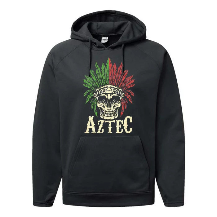 Aztec Skull Warrior Mexican Skeleton Ancient Civilization Performance Fleece Hoodie