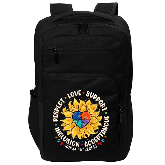 Autism Shirt Wo  Respect Love Support Autism Awareness Impact Tech Backpack