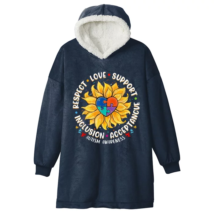 Autism Shirt Wo  Respect Love Support Autism Awareness Hooded Wearable Blanket