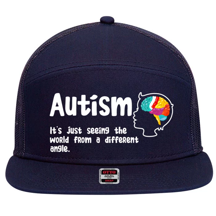 Autism Seeing World From Different Angle Autistic Awareness Gift 7 Panel Mesh Trucker Snapback Hat