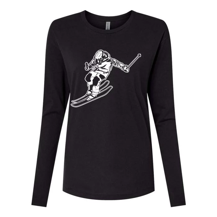 Alpine Skiing Winter Sports Downhill Skier Womens Cotton Relaxed Long Sleeve T-Shirt