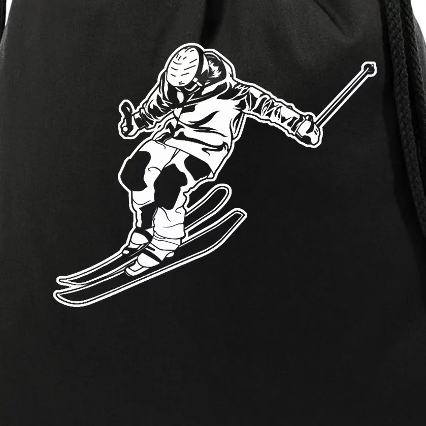 Alpine Skiing Winter Sports Downhill Skier Drawstring Bag