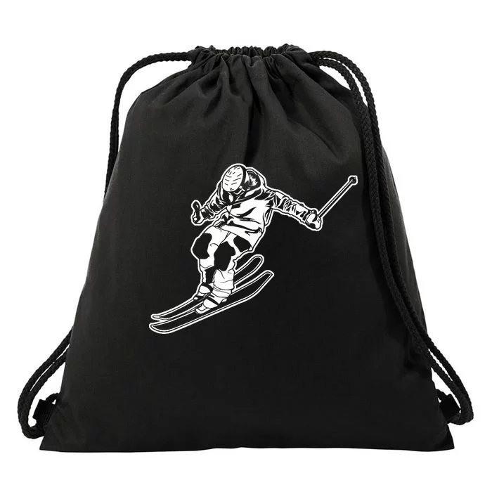 Alpine Skiing Winter Sports Downhill Skier Drawstring Bag