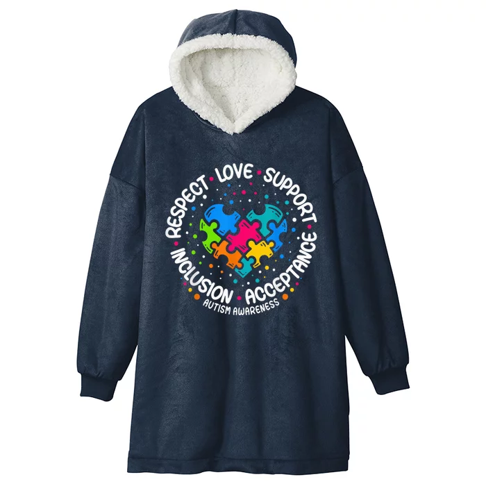 Autism Shirt Wo  Respect Love Support Autism Awareness Hooded Wearable Blanket