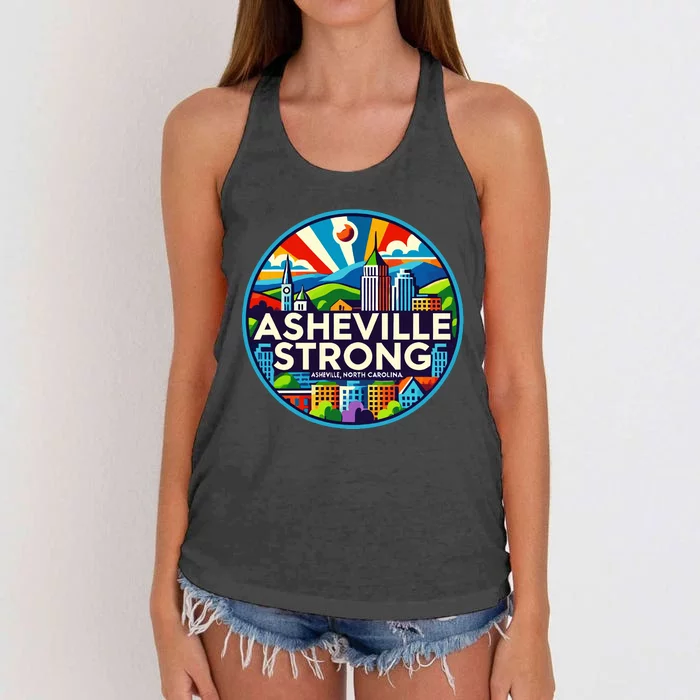 Asheville Strong Western Nc Helene Recovery Women's Knotted Racerback Tank