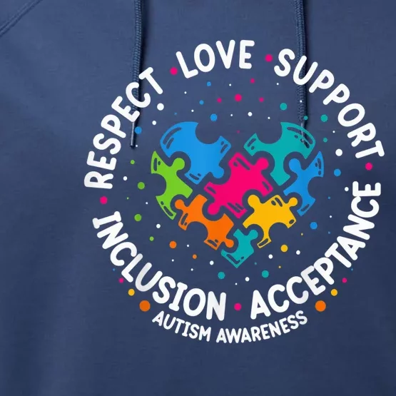 Autism Shirt Wo  Respect Love Support Autism Awareness Performance Fleece Hoodie