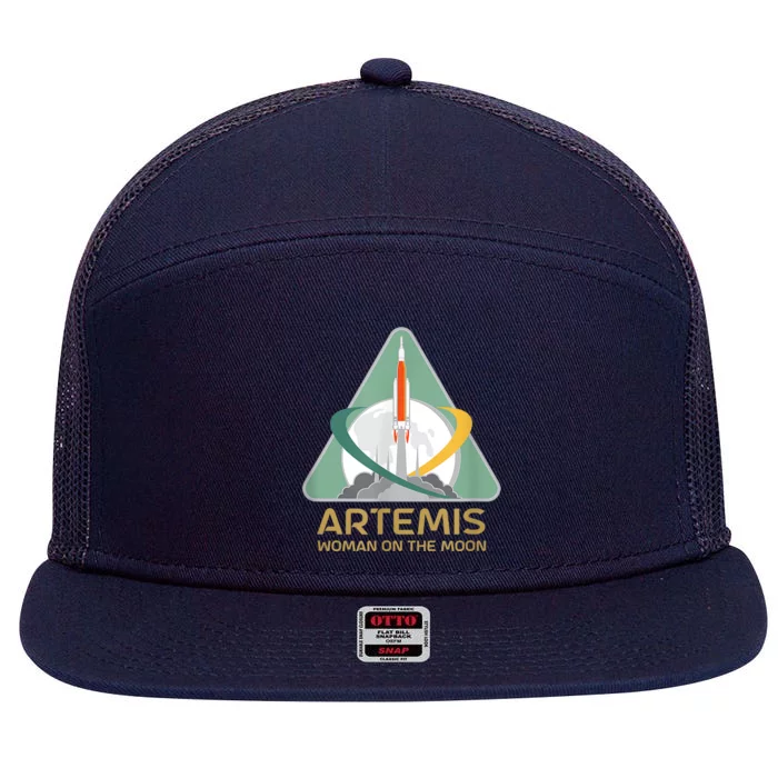 Artemis Space Woman On The Moon 7 Panel Mesh Trucker Snapback Hat