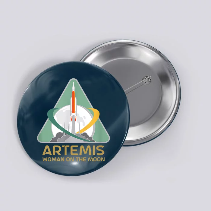 Artemis Space Woman On The Moon Button