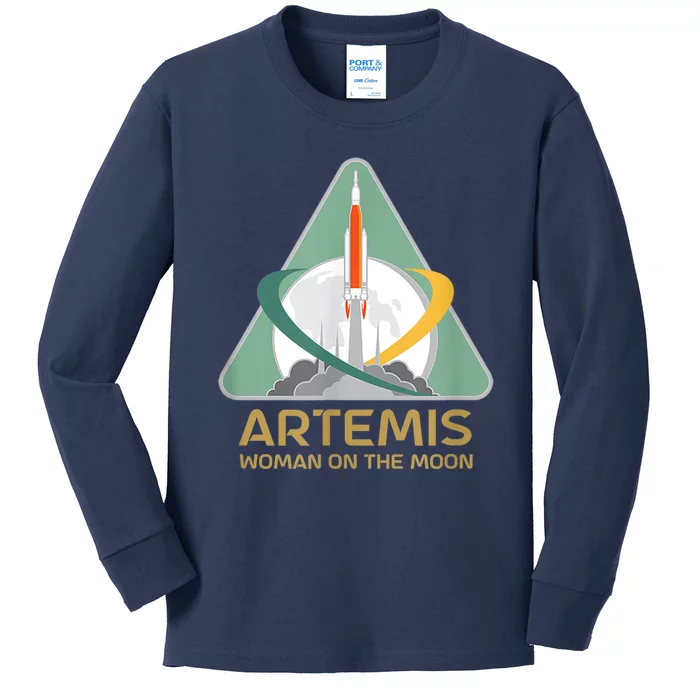 Artemis Space Woman On The Moon Kids Long Sleeve Shirt