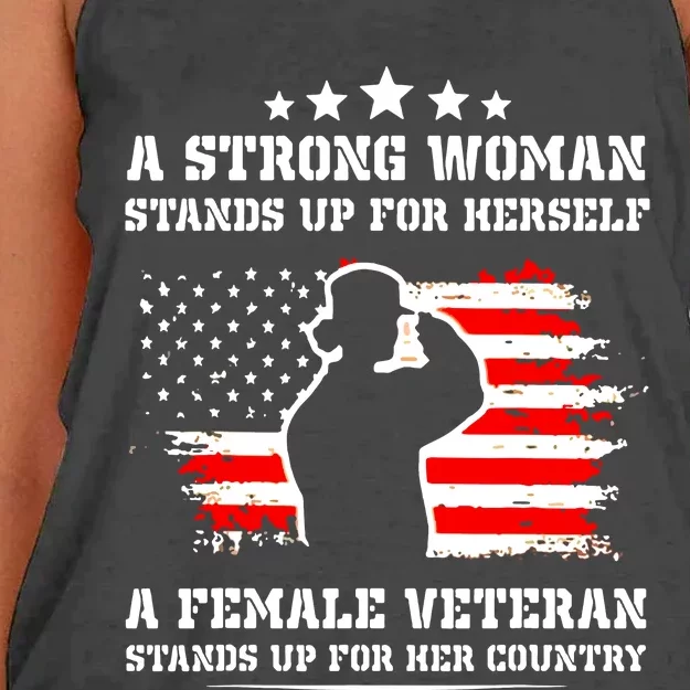 A Strong Woman Stands Up For Herself A Female Veteran Women's Knotted Racerback Tank