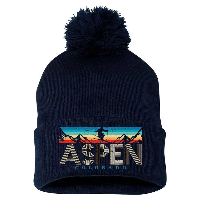 Aspen Skiing Winter Sport Colorado Ski Souvenir Pom Pom 12in Knit Beanie