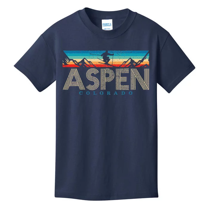 Aspen Skiing Winter Sport Colorado Ski Souvenir Kids T-Shirt