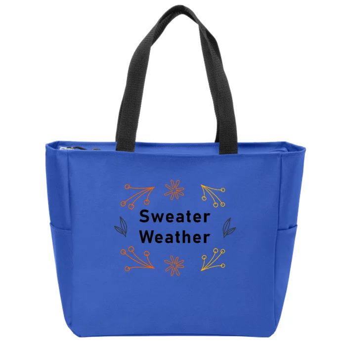 Autumn Sweater Weather Graphic Zip Tote Bag