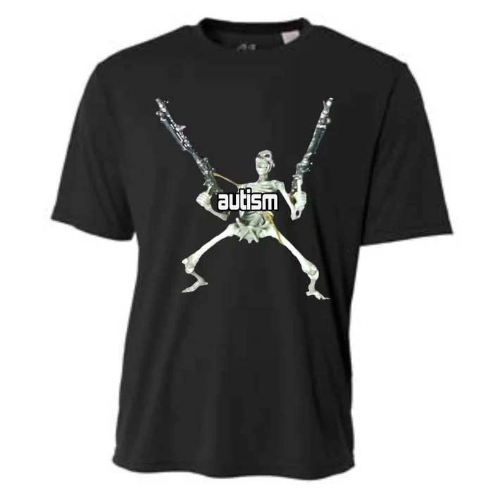 Autism Skeleton With Guns Cooling Performance Crew T-Shirt