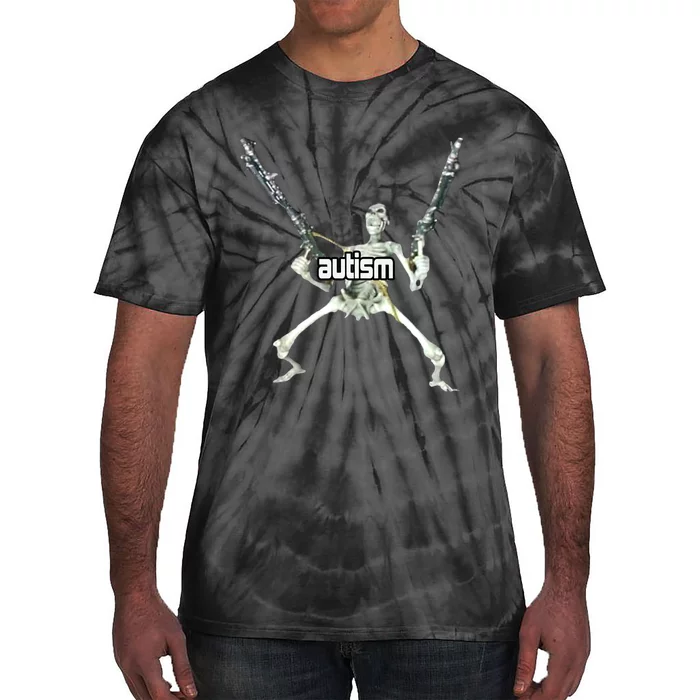 Autism Skeleton With Guns Tie-Dye T-Shirt