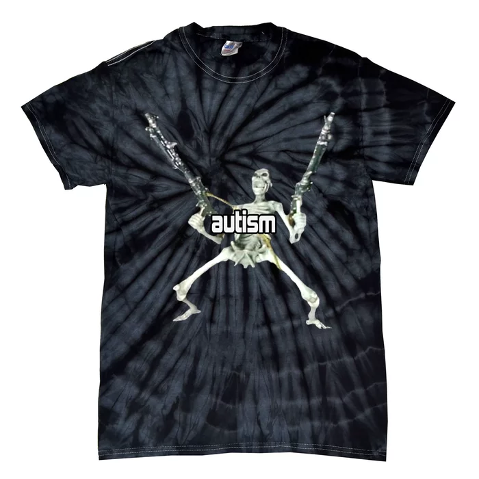 Autism Skeleton With Guns Tie-Dye T-Shirt