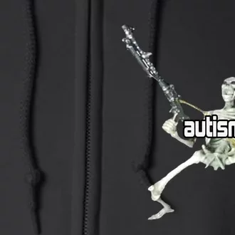 Autism Skeleton With Guns Full Zip Hoodie