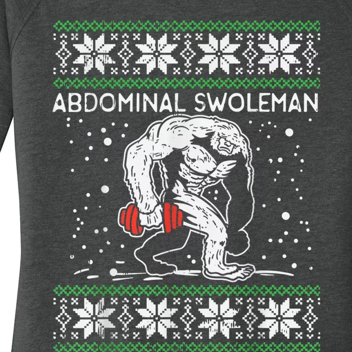 Abdominal Swoleman Yeti Fun Christmas Gym Weightlifter Women's Perfect Tri Tunic Long Sleeve Shirt