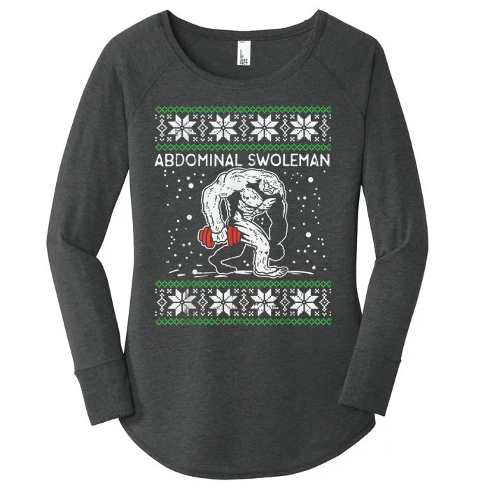 Abdominal Swoleman Yeti Fun Christmas Gym Weightlifter Women's Perfect Tri Tunic Long Sleeve Shirt