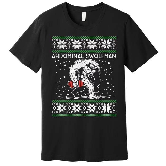 Abdominal Swoleman Yeti Fun Christmas Gym Weightlifter Premium T-Shirt