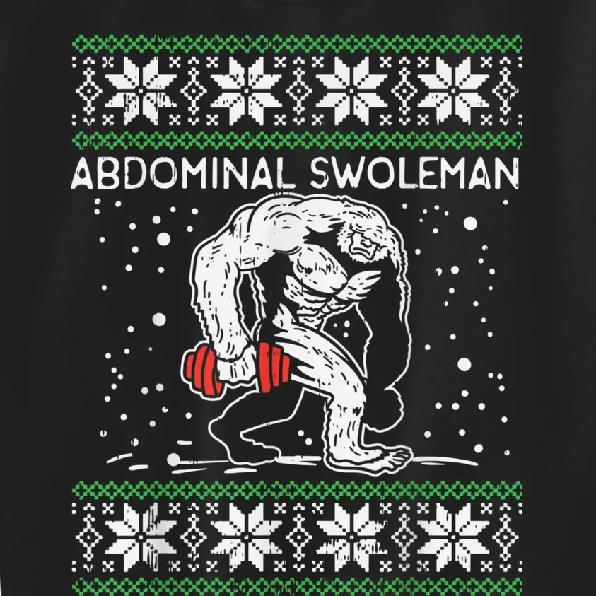 Abdominal Swoleman Yeti Fun Christmas Gym Weightlifter Kids Sweatshirt