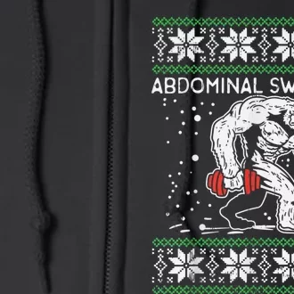 Abdominal Swoleman Yeti Fun Christmas Gym Weightlifter Full Zip Hoodie