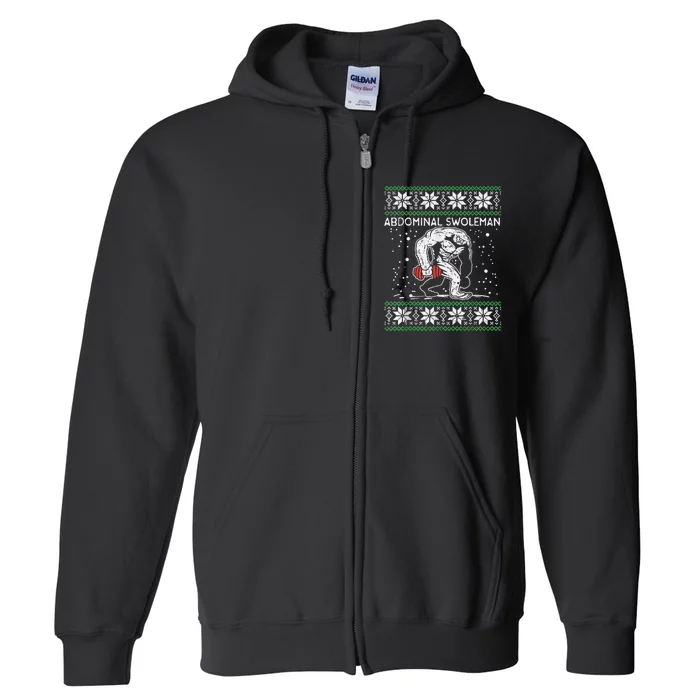 Abdominal Swoleman Yeti Fun Christmas Gym Weightlifter Full Zip Hoodie